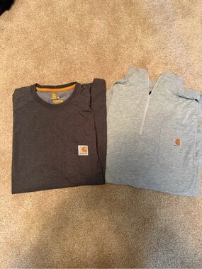 Carhartt Men's Charcoal and Light Gray Sweatshirts with Chest Pocket Logos